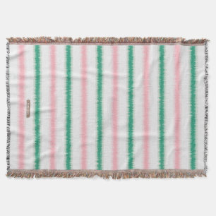 Manta Padrão de listras ikat rosa verde texturizado mode