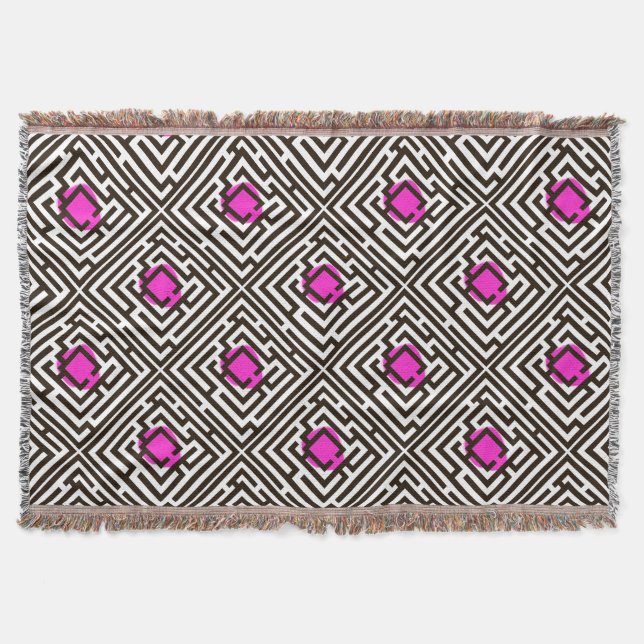 Manta Padrão de Maze Diagonal Colorida em Cor Personaliz (Frente)