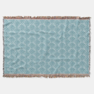 Manta Padrão de Ogeia Étnica Chic em Teal em Branco