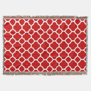 Manta Padrão de Quatrefoil Vermelho Clássico e Elegante