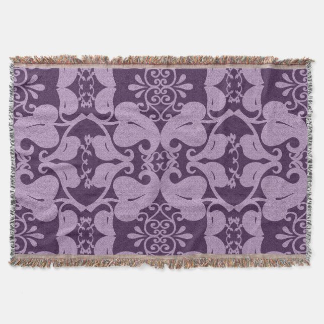 Manta Padrão Floral Roxo E Lavanda (Frente)