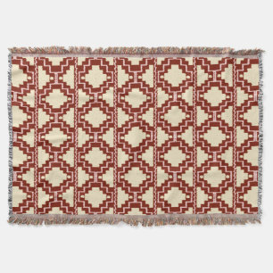 Manta Padrão Ikat Aztec - Beige, Borgonha e Rosa