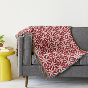 Manta Padrão Ikat Star - vermelho escuro e branco