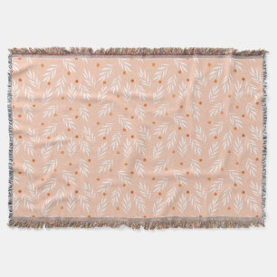 Manta Padrão Moderno de Folhas Florais A Rosa Apricot
