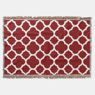 Manta Padrão Quatrefoil Bege Escuro e Branco