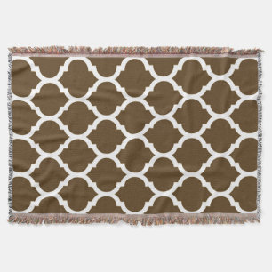 Manta Padrão Quatrefoil Marroquino Marrom