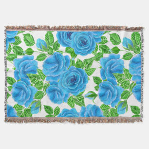 Manta Padrão uniforme de aquarela de rosas azuis