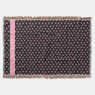 Manta Padrões de cereja rosa preto retrô feminino monogr