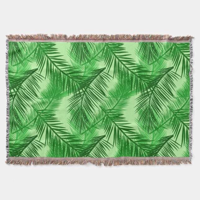 Manta Palm Leaf Impressão, Emerald e Light Verde limão (Frente)