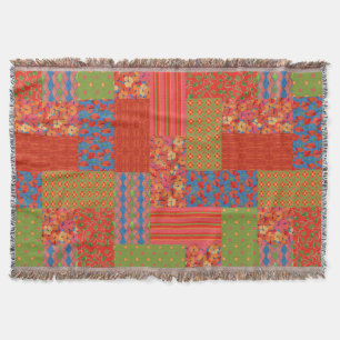 Manta Papéis nostálgicos Lança-lenha Faux-patchwork
