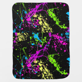 Manta Para Bebe Arco-Íris Retroativo de Neon Paint Splatters em Pr