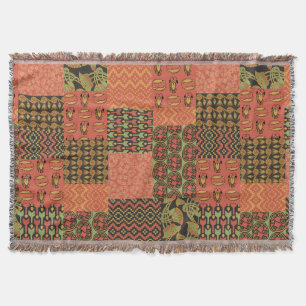 Manta Patchwork do Red Green Black Egypt Tribal Faux