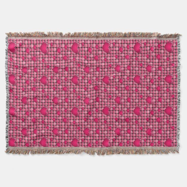 Manta Pilha cor-de-rosa com corações (Frente)