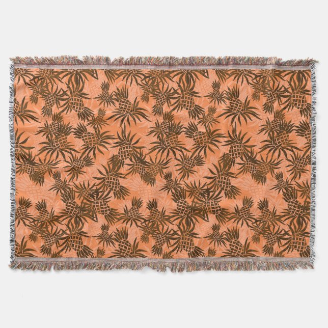 Manta Pineapple Camo Hawaiai Throw Blanket (Frente)