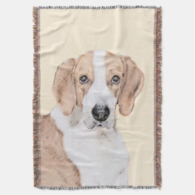 Manta Pintura Americana de Foxhound - Arte Cachorra Orig (Frente Vertical)