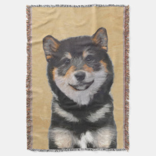 Manta Pintura de Shiba Inu (Preto e Latão) - Arte Canina
