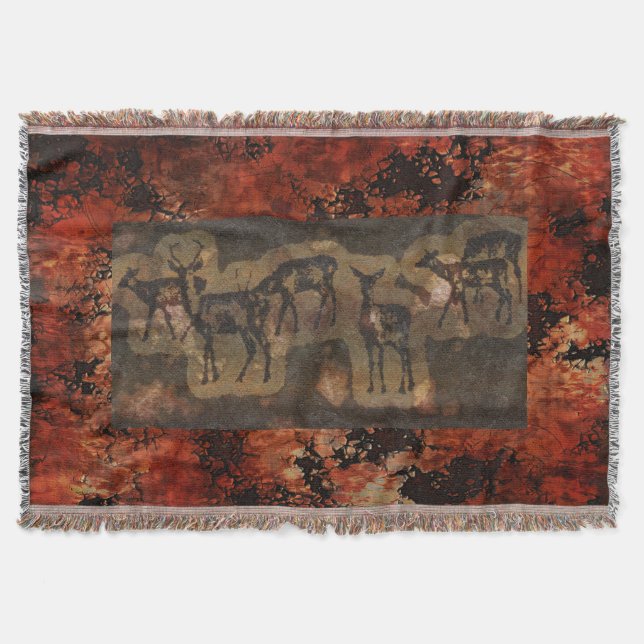 Manta Pinturas das Cavernas Pré-Históricas da Vida Selva (Frente)