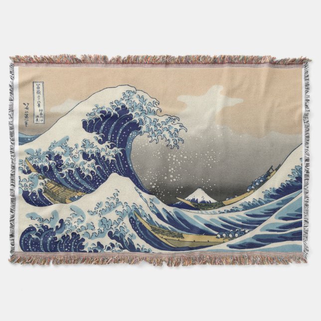 Manta PixDezines Vintage, Excelente Wave, Hokusai 葛 飾 北  (Frente)