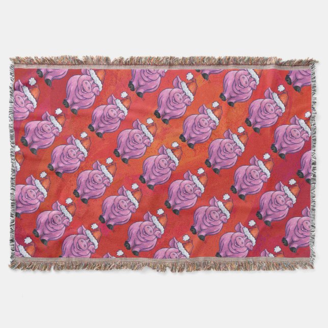 Manta Porco bonito em Santa Chapéu em Vermelho (Frente)