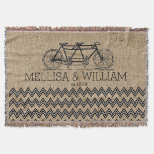 Manta Presente de Casamento Chevron Burlap Bicycle Retro