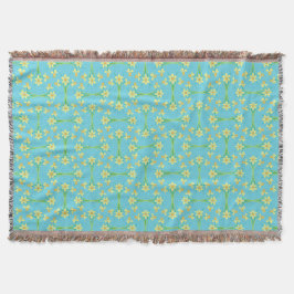Manta Primavera Sunshine Daffodils Sky Blue Throw