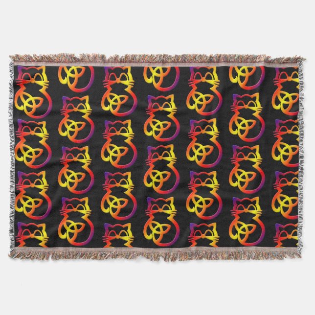 Manta Rainbow Trinity Knot Celtic Cat Throw Blanket (Frente)