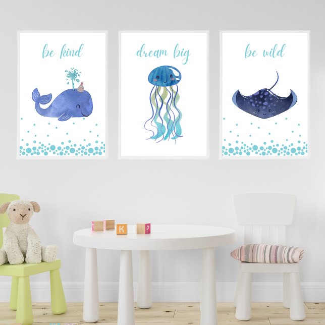 Manta Ray Be Wild Nursery Kids Poster (Criador carregado)