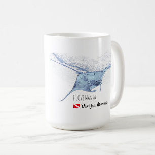 Manta ray silhoule fosco caneca de café