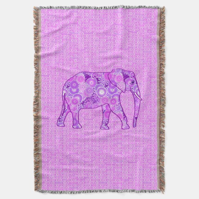 Manta Redemoinho fractal de elefante - roxo e orquídea (Frente Vertical)