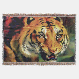 Manta Retrato Artístico Snarling Tiger