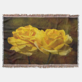 Manta Rosas Amarelas Texturizadas Jogam Cobertura