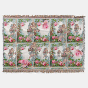 MANTA ROSAS E FLORES ROMÂNTICOS DE ROLOS PARA RECOLHA DE