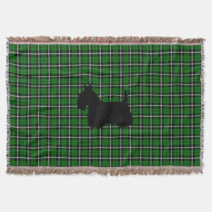 Manta Scottish Terrier que eu amo/coração, xadrez verd