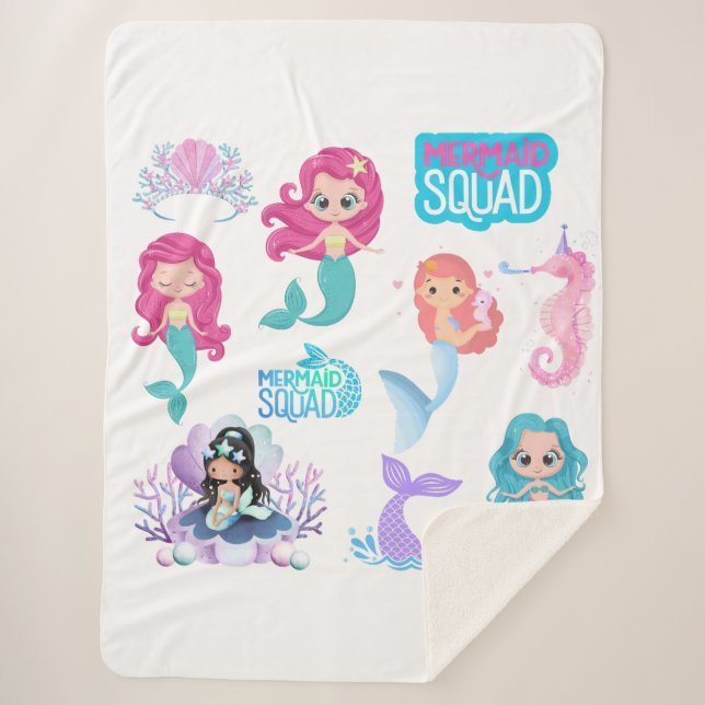 Manta sherpa infantil sirena (Frente)