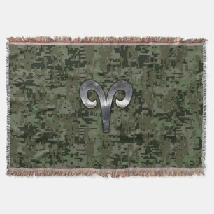 Manta Signo de Áries em Camuflagem Digital Estilo Flores