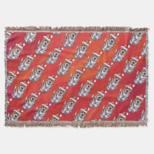 Manta St Bernard no teste padrão do chapéu no vermelho