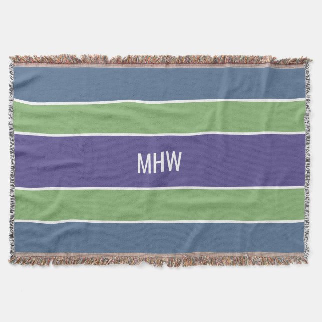Manta Stripes Padrão monograma personalizado lança cober (Frente)