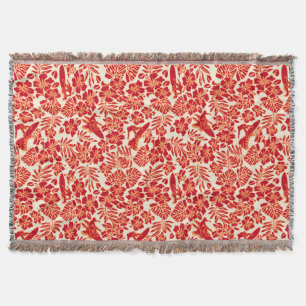 Manta Surf Pareau Hawaicus Hibiscus Throw Blankets