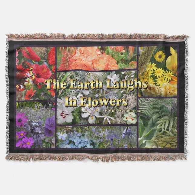 Manta Terra ri na Colagem de Fotos das Flores (Frente)