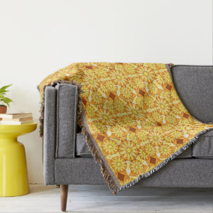 Manta Teste padrão, amarelo, ouro e marrom da mandala
