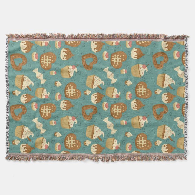 Manta Teste padrão com cupcakes e doces (Frente)