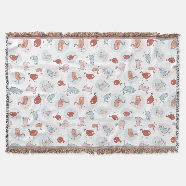 Manta teste padrão com pássaros dos desenhos animados (Frente)