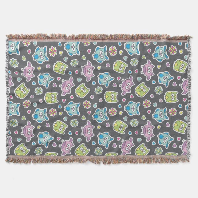 Manta teste padrão de corujas dos desenhos animados (Frente)