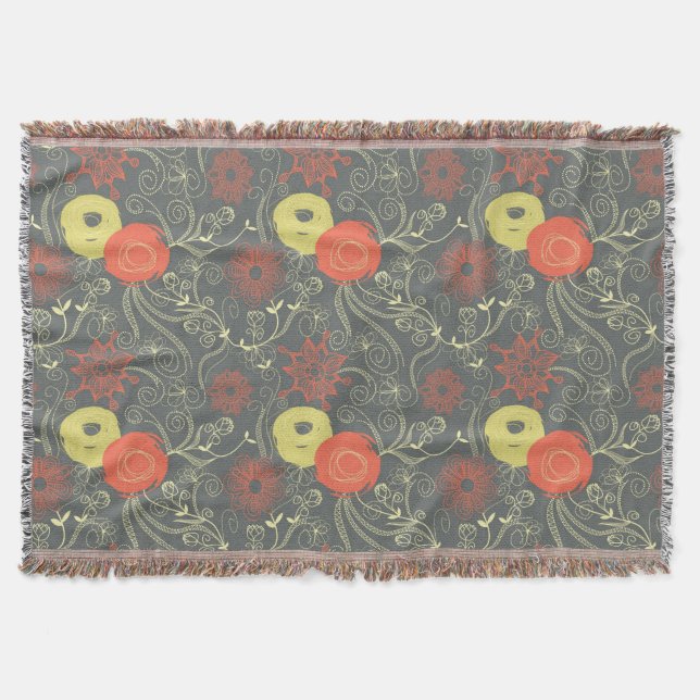 Manta Teste padrão floral retro 2 (Frente)