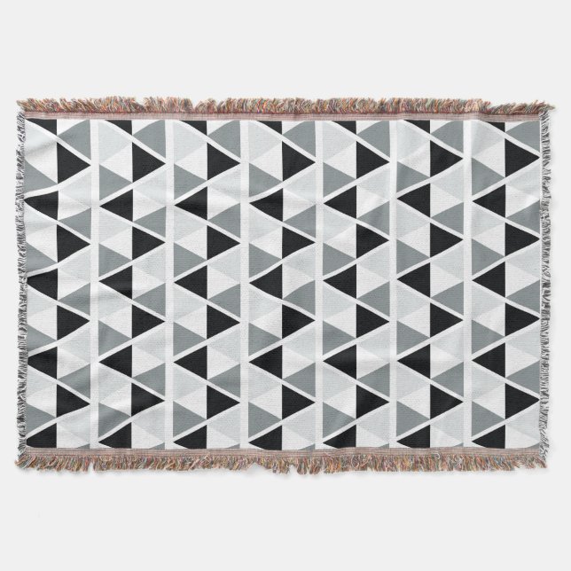 Manta Teste padrão geométrico cinzento branco preto (Frente)