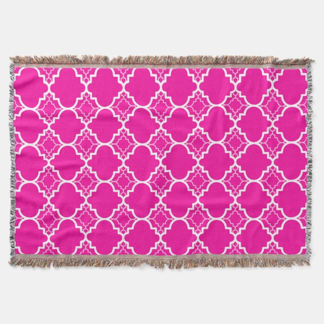 Manta Teste padrão geométrico de Quatrefoil do rosa (Frente)