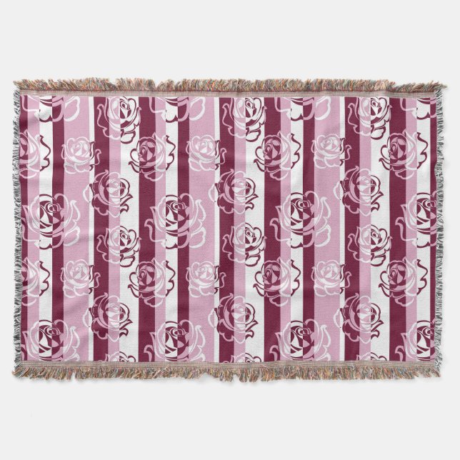 Manta Teste padrão listrado com rosas (Frente)