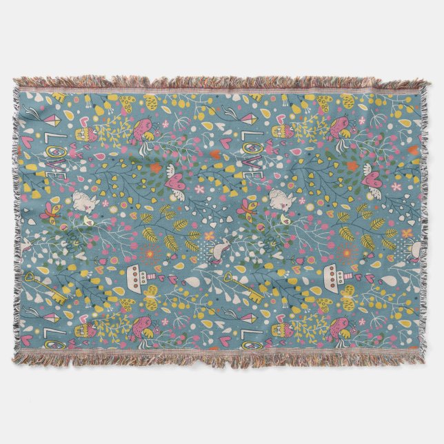 Manta Teste padrão romântico abstrato com desenhos (Frente)