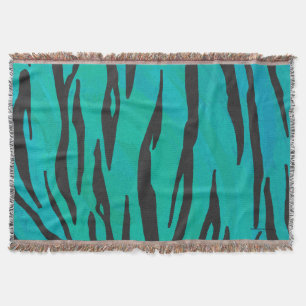 Manta Tiger Black and Teal Impressão