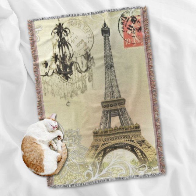 Manta torre beige floral lace chandelier paris eiffel (beige floral lace chandelier paris eiffel tower throw blanket)